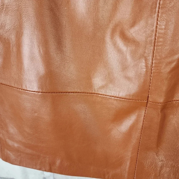 Vintage Mexx Leather Mini Skirt Tawny Brown Lined Size 4 - Picture 8 of 14